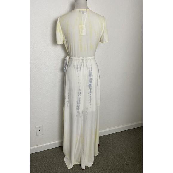 Aakaa Wrap Dress Midi Hi-lo Multicolor Tie Dye Print - Picture 7 of 10